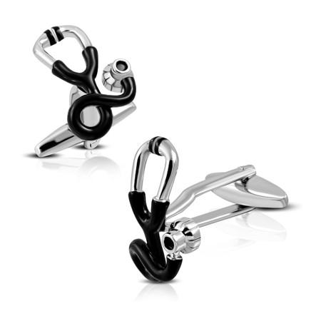 Doctor Stethoscope Steel Cufflinks - Click Image to Close